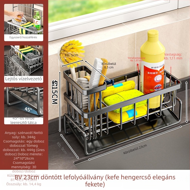 Rozsdamentes acél szivacs- és mosogatótartó – sokoldalú, mozgatható konyhai drenázs szervező