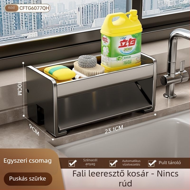 Oginsk sokoldalú konyhai mosogató szervező, karbonszénacélból, modern minimalista dizájn, 2024-ben bemutatva