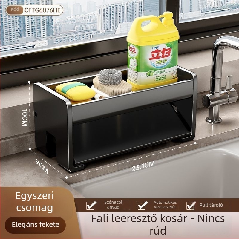 Oginsk sokoldalú konyhai mosogató szervező, karbonszénacélból, modern minimalista dizájn, 2024-ben bemutatva