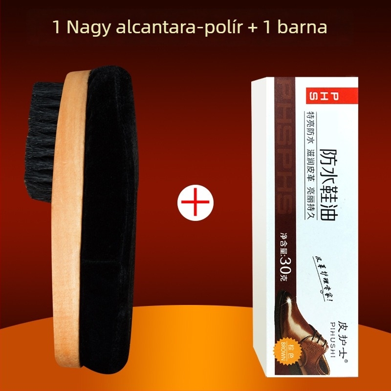 Zhongu cipőpolírozó kefe, puha sörtéjű, szivacsos polírozó fej, hosszú nyél