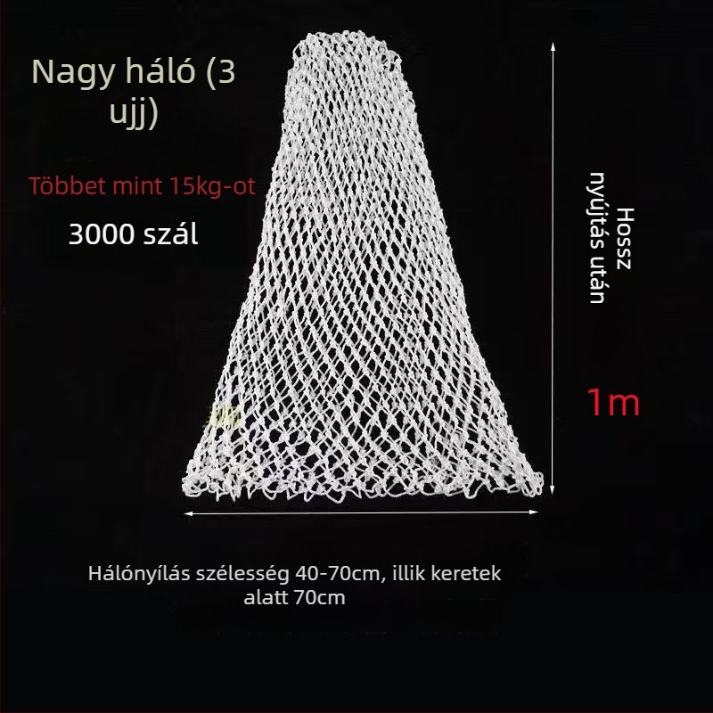 Kézzel szőtt nylon halásztáska – puha a halaknak, vastag és tartós, hálófej kiegészítővel