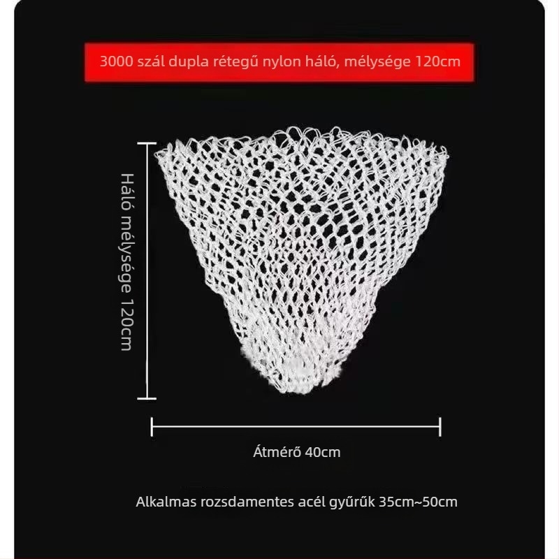 Kézzel szőtt nylon halásztáska – puha a halaknak, vastag és tartós, hálófej kiegészítővel