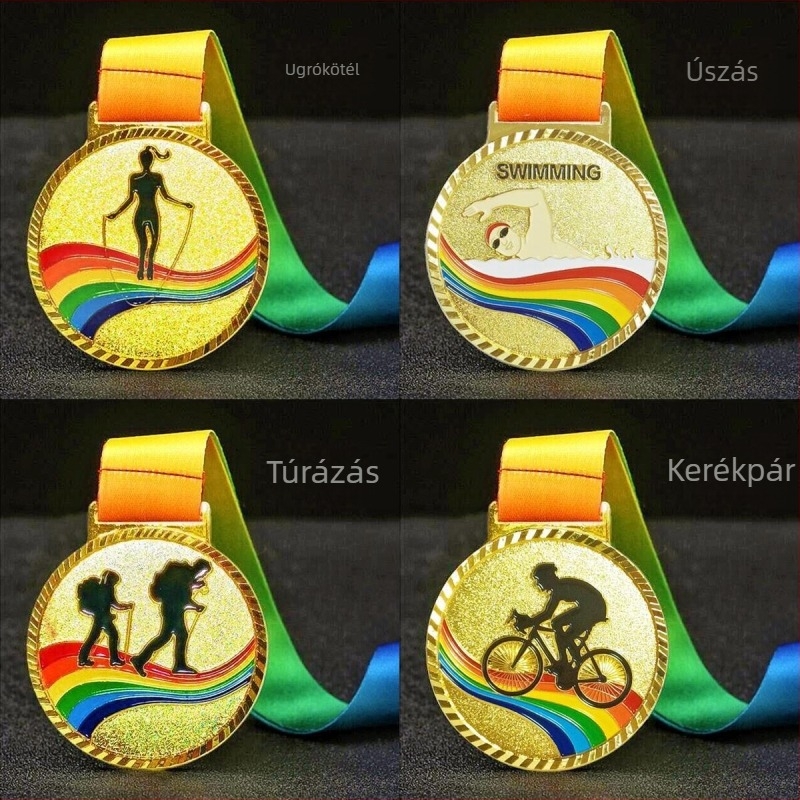 Érem díjátadó rendezvényre, ötvözetből, aranyozott lemezzel, nyomtatott logóval, testre szabható