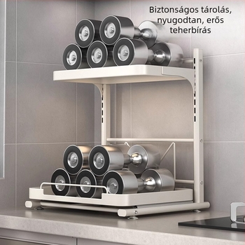 Kihúzható pult alatti tároló konyhai készülékekhez — Fém, modern, minimalist stílus, Modell 1, testreszabott minták, például rizsfőző, mikrohullámú sütő és sütő