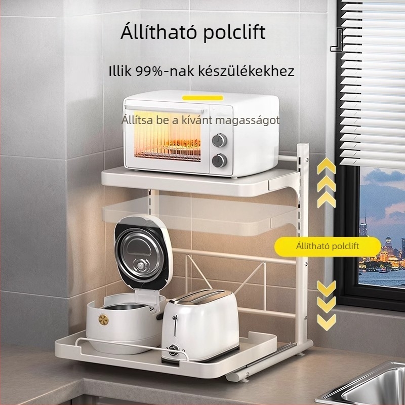Kihúzható pult alatti tároló konyhai készülékekhez — Fém, modern, minimalist stílus, Modell 1, testreszabott minták, például rizsfőző, mikrohullámú sütő és sütő