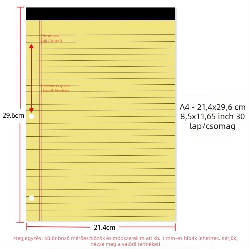 Szabad levélfüzet iroda, amerikai háromlyukas kötés, vonalas belső oldalak, 70 g/m2 papír a borítóhoz és a belső oldalakhoz