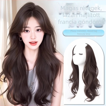 Hairpiece, egy darabos francia göndör haj, nagy hullámok, magas hőmérsékletű selyem, nem festhető, Crown Hair, Henan származás
