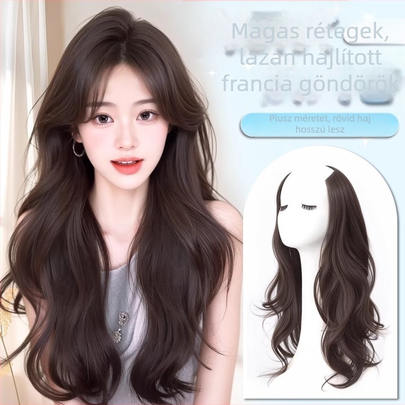 Hairpiece, egy darabos francia göndör haj, nagy hullámok, magas hőmérsékletű selyem, nem festhető, Crown Hair, Henan származás