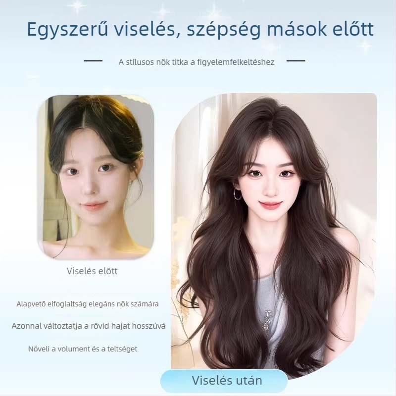 Hairpiece, egy darabos francia göndör haj, nagy hullámok, magas hőmérsékletű selyem, nem festhető, Crown Hair, Henan származás