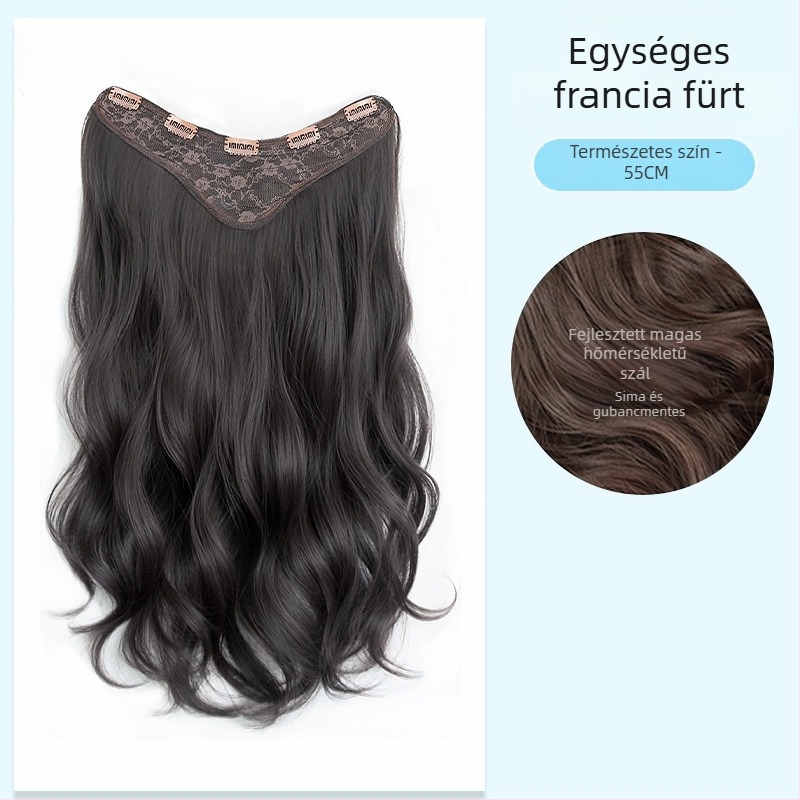 Hairpiece, egy darabos francia göndör haj, nagy hullámok, magas hőmérsékletű selyem, nem festhető, Crown Hair, Henan származás