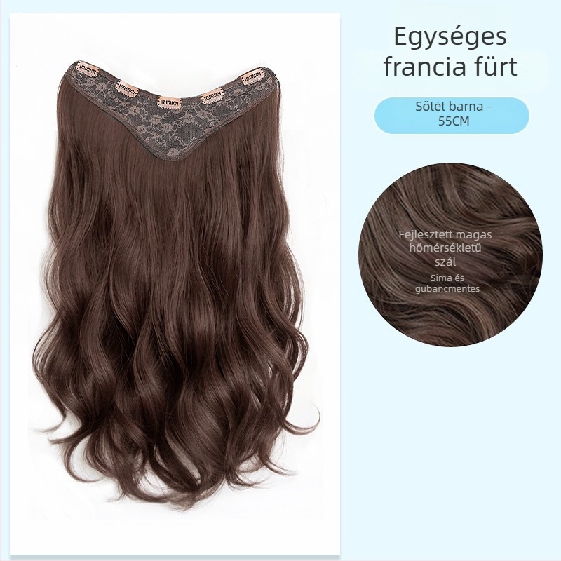 Hairpiece, egy darabos francia göndör haj, nagy hullámok, magas hőmérsékletű selyem, nem festhető, Crown Hair, Henan származás
