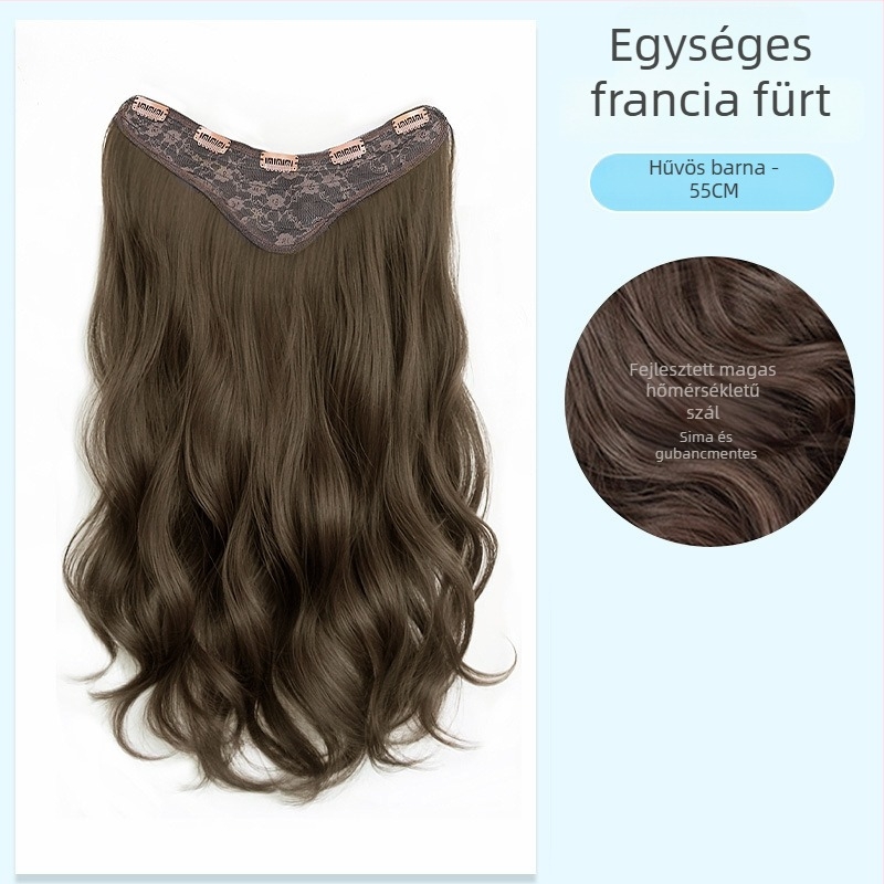 Hairpiece, egy darabos francia göndör haj, nagy hullámok, magas hőmérsékletű selyem, nem festhető, Crown Hair, Henan származás