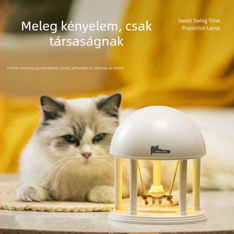 Kreatív álomprojektor, hangulatos éjszakai fény, vezeték nélküli Bluetooth hangszóró, kiváló hangzás, cicás zenélő doboz