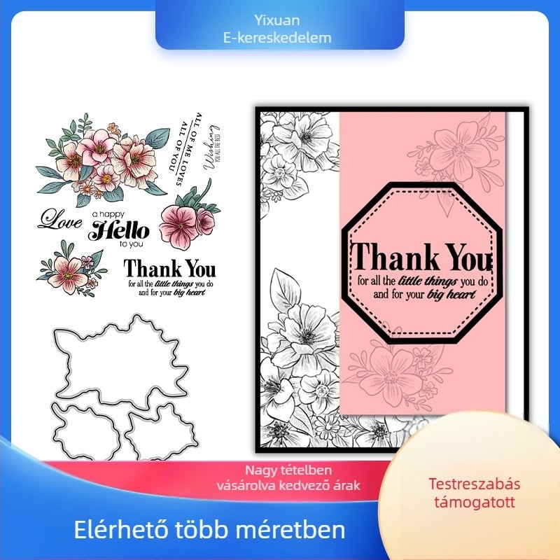Kézben fogható csokor scrapbook vágó- és domborító sablon szénacélból, öntvény