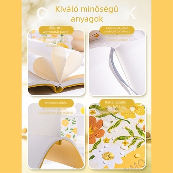 PU borítású jegyzetfüzet, drót nélküli kötés, 80 g/m² papír, 100–200 oldal, kis és friss INs stílusban