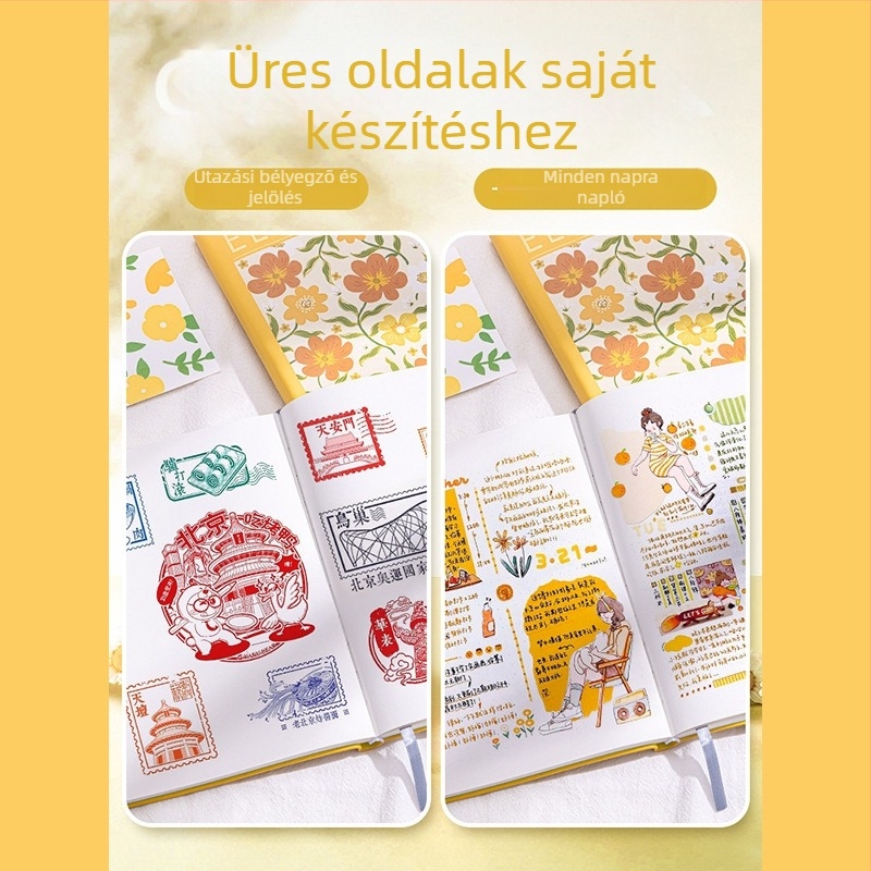 PU borítású jegyzetfüzet, drót nélküli kötés, 80 g/m² papír, 100–200 oldal, kis és friss INs stílusban