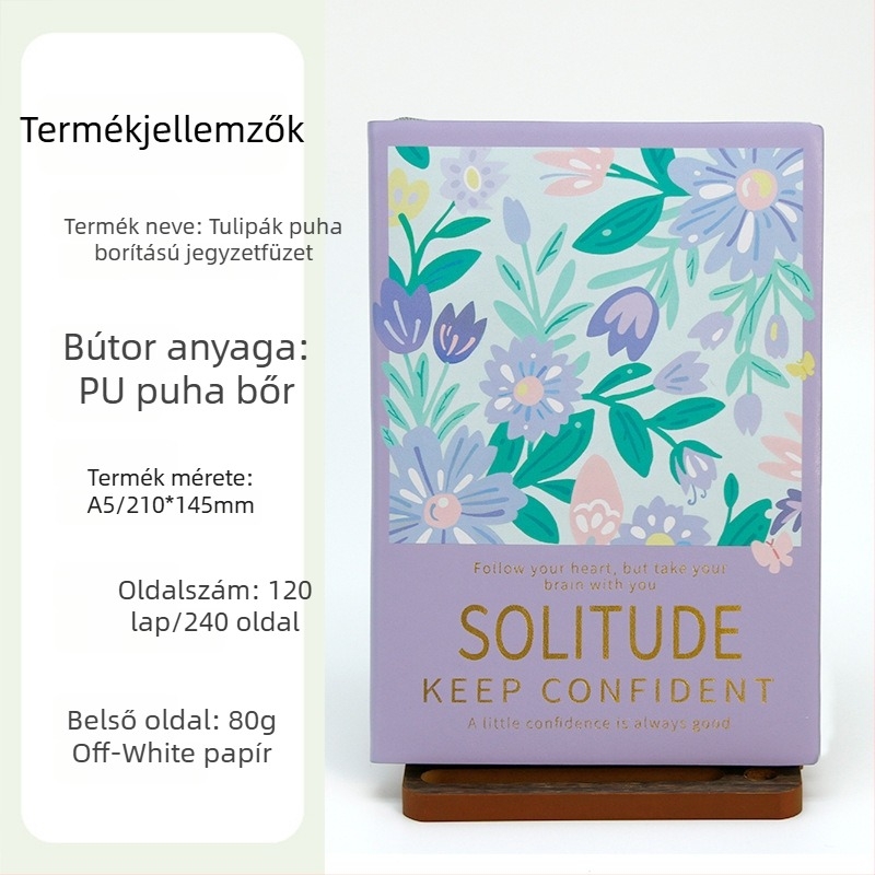 PU borítású jegyzetfüzet, drót nélküli kötés, 80 g/m² papír, 100–200 oldal, kis és friss INs stílusban