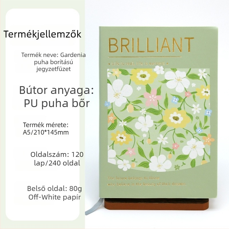 PU borítású jegyzetfüzet, drót nélküli kötés, 80 g/m² papír, 100–200 oldal, kis és friss INs stílusban