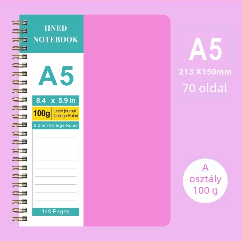 Vonalas notesz, PP borító, szalma-alapú papír, 100 oldal, Zhiyun márka