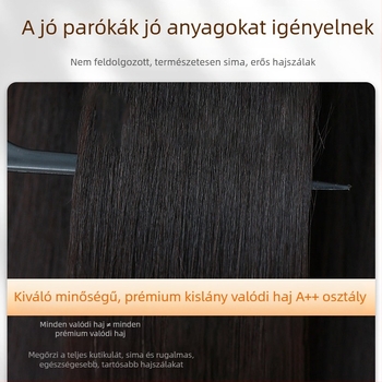 Női paróka emberi hajból, teljes fejfedés hajhullás esetén, diagonális frufru, festhető vagy permelhető