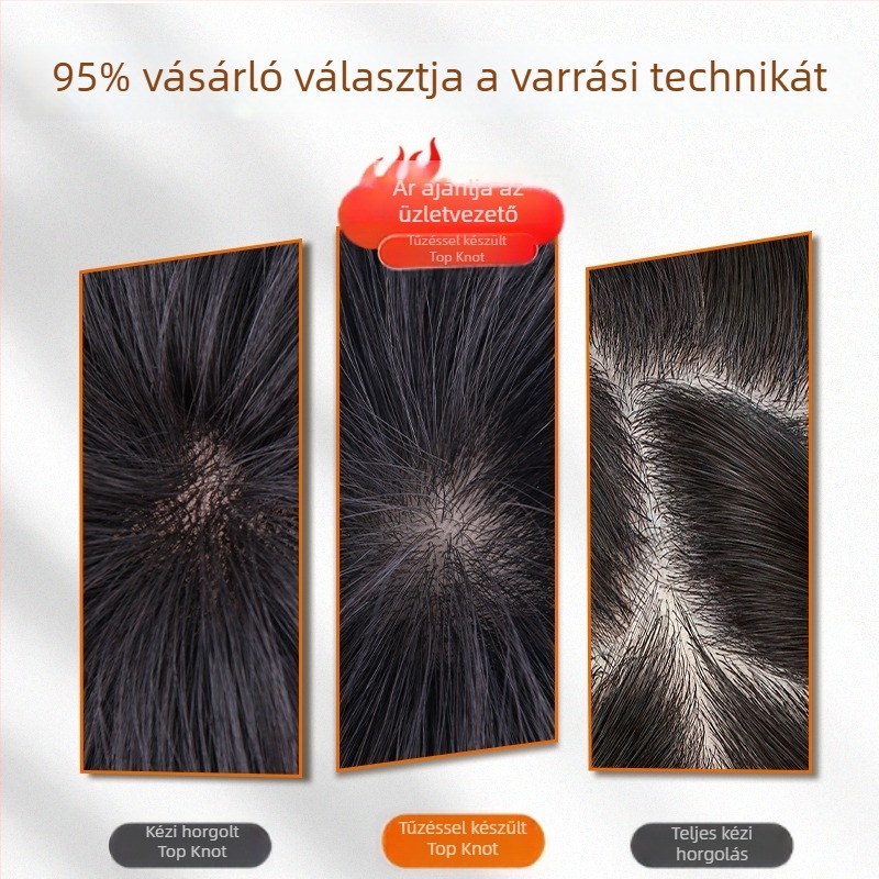 Női paróka emberi hajból, teljes fejfedés hajhullás esetén, diagonális frufru, festhető vagy permelhető