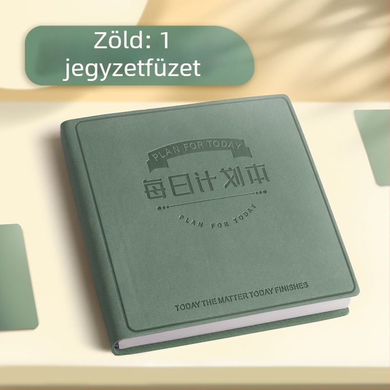 Négyzet alakú napi tervező, hordozható időgazdálkodási tervező műbőr borítóval, önfegyelem napló