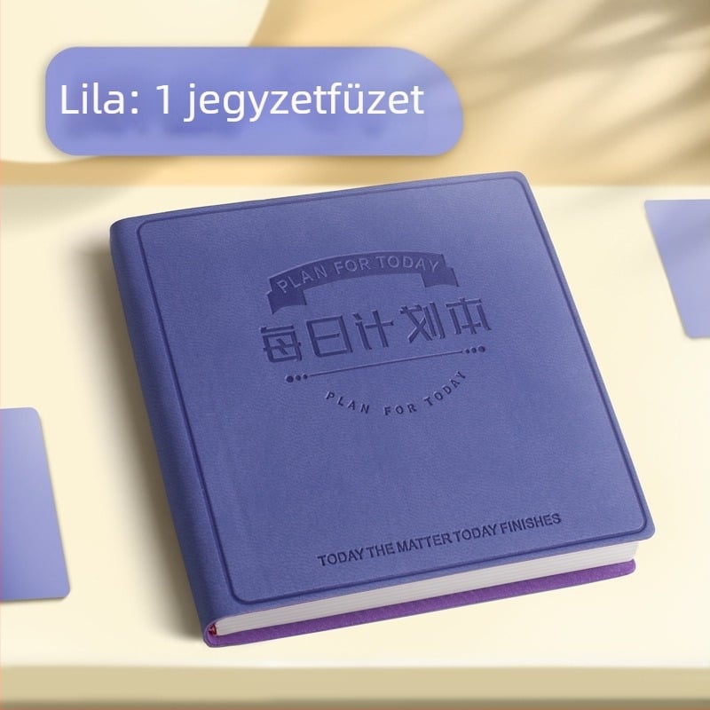 Négyzet alakú napi tervező, hordozható időgazdálkodási tervező műbőr borítóval, önfegyelem napló