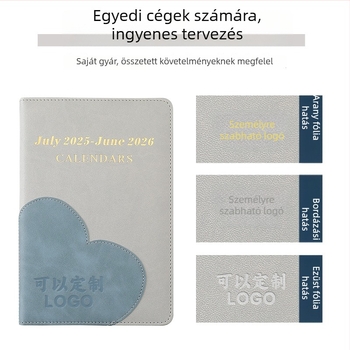 Notesz műbőr borítóval, zsinóros ragasztott kötés, Dowling papír, 80 g, 200–300 oldal