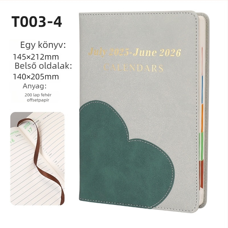Notesz műbőr borítóval, zsinóros ragasztott kötés, Dowling papír, 80 g, 200–300 oldal