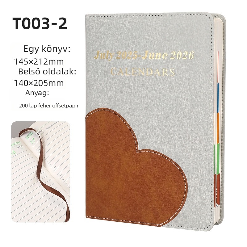 Notesz műbőr borítóval, zsinóros ragasztott kötés, Dowling papír, 80 g, 200–300 oldal