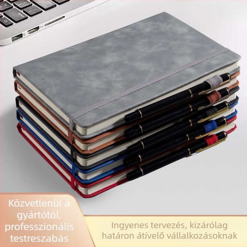 Noteszfüzet műbőr borítóval, ragasztott kötés, Forest papír, papírsúly 80, 100–200 oldal, modell T6A5