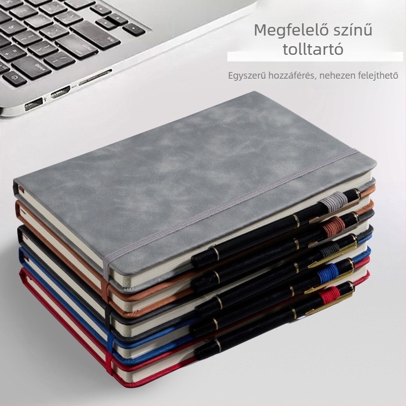 Noteszfüzet műbőr borítóval, ragasztott kötés, Forest papír, papírsúly 80, 100–200 oldal, modell T6A5