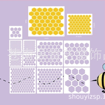 10 darab hexagonális méhsejt festő sablon – műanyag, modern egyszerű stílus, kézzel készített – First art