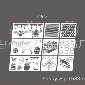 10 darab hexagonális méhsejt festő sablon – műanyag, modern egyszerű stílus, kézzel készített – First art