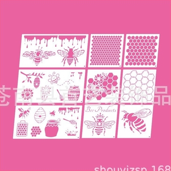 10 darab hexagonális méhsejt festő sablon – műanyag, modern egyszerű stílus, kézzel készített – First art