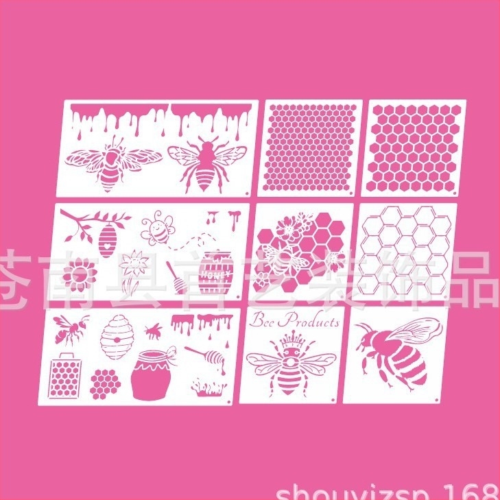 10 darab hexagonális méhsejt festő sablon – műanyag, modern egyszerű stílus, kézzel készített – First art