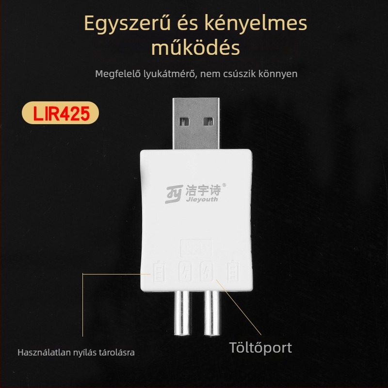 CR425 világító akkumulátor töltő CR316/322 újratölthető elemekhez, műanyag ház
