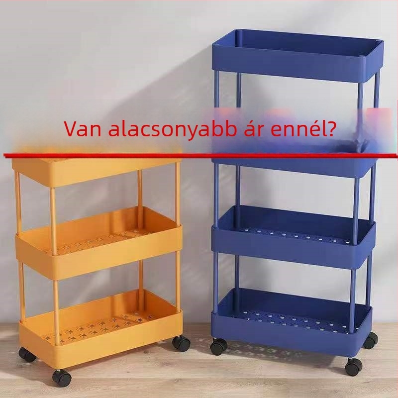 Többemeletes tároló állvány, padlón álló, mozgatható kocsi, zöldségkosár polc, konyhához és fürdőszobához