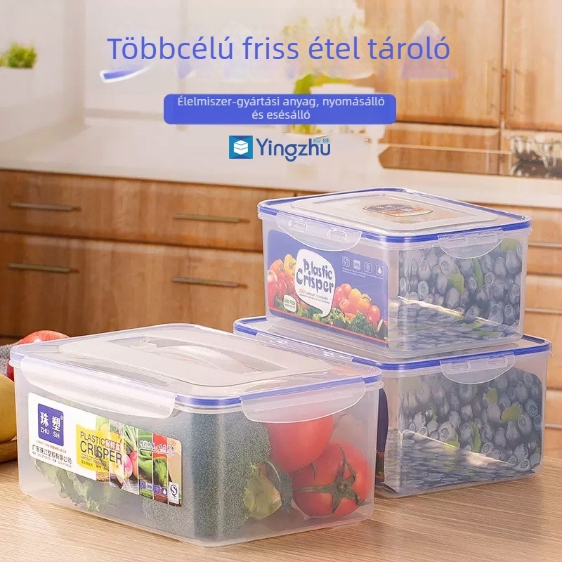 Bead műanyag téglalap alakú élelmiszertároló doboz, mikrohullámú sütőben használható, hűtő és konyha számára