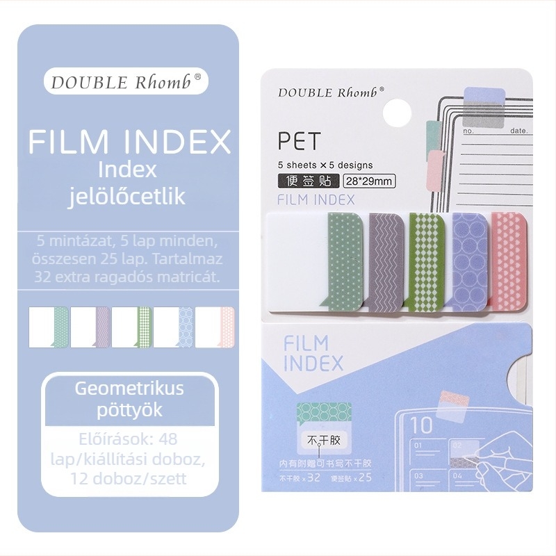 PVC öntapadós címkék irodai rendszerezéshez — vízálló téglalap alakú címkék fehér hátlappal, színes nyomtatás, hőállóság 70°C-ig