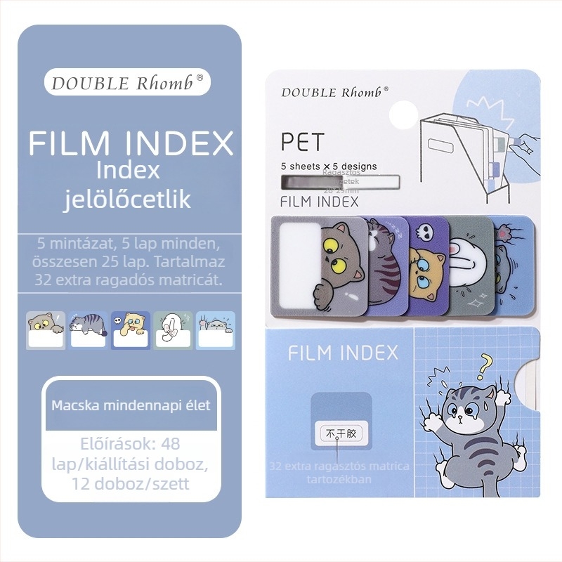 PVC öntapadós címkék irodai rendszerezéshez — vízálló téglalap alakú címkék fehér hátlappal, színes nyomtatás, hőállóság 70°C-ig