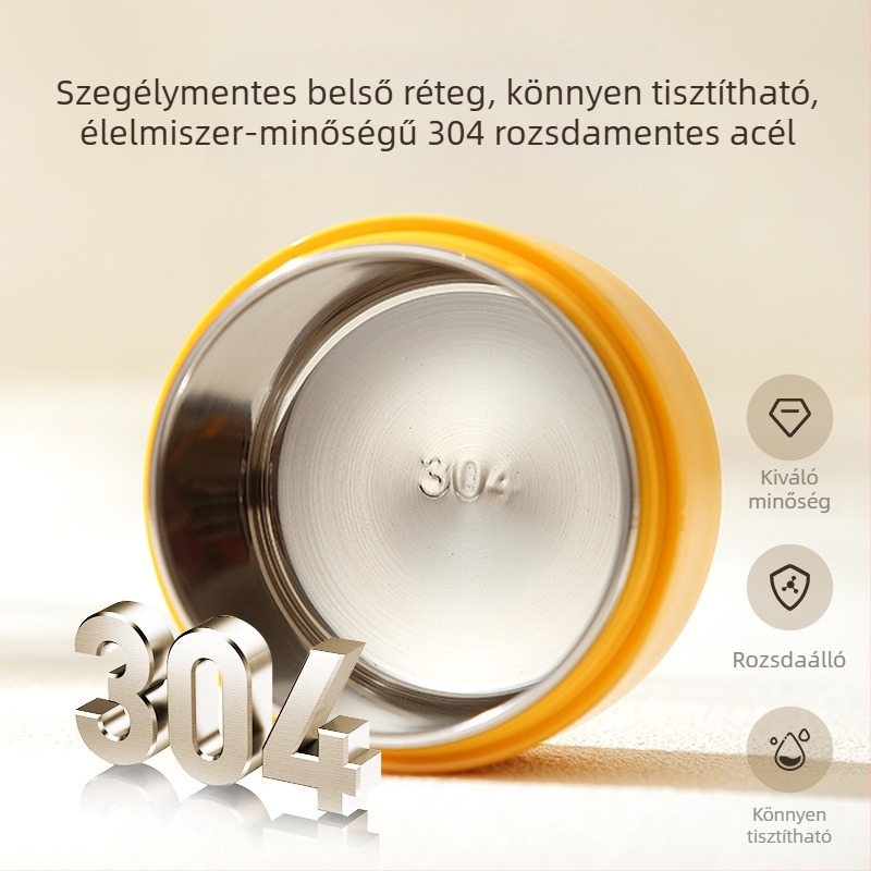 304 rozsdamentes acél ebédes doboz, duplafalú, szivárgásmentes, 800–1000 ml