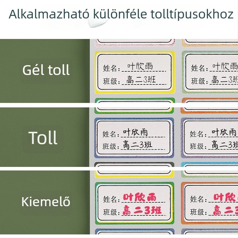 Wan Jing önöntapadós névfeliratok, aranyos stílus, nyomtatási kivitel, 6 darabos csomag