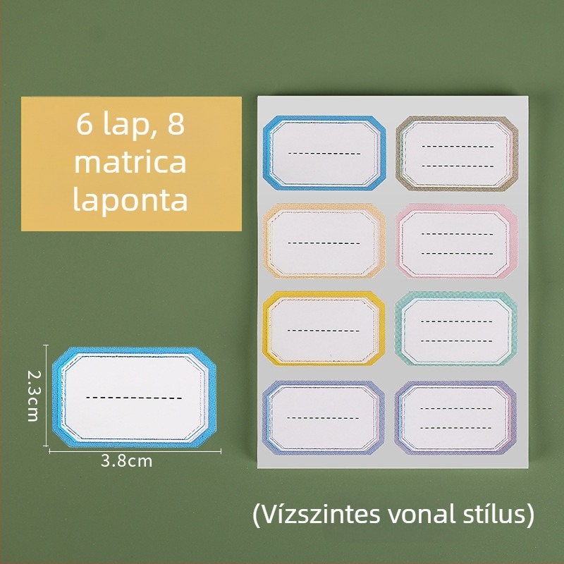 Wan Jing önöntapadós névfeliratok, aranyos stílus, nyomtatási kivitel, 6 darabos csomag