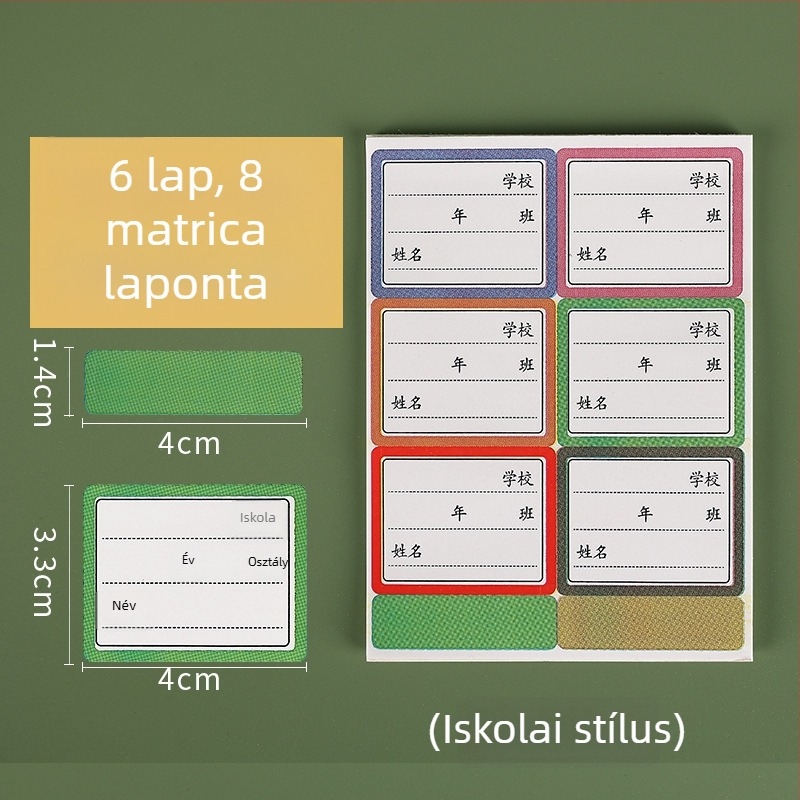 Wan Jing önöntapadós névfeliratok, aranyos stílus, nyomtatási kivitel, 6 darabos csomag