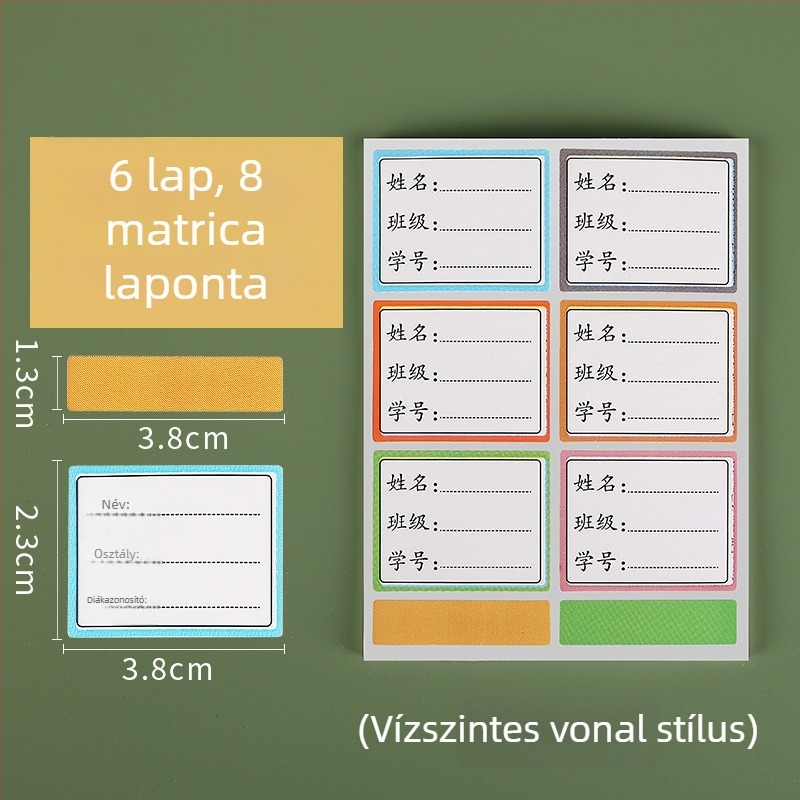 Wan Jing önöntapadós névfeliratok, aranyos stílus, nyomtatási kivitel, 6 darabos csomag