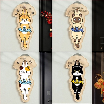 Akril ajtójel UV nyomtatással, macska motívummal, testre szabható – Haolong Craft