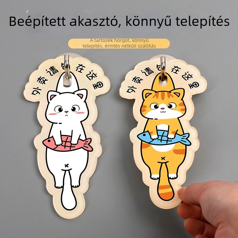 Akril ajtójel UV nyomtatással, macska motívummal, testre szabható – Haolong Craft