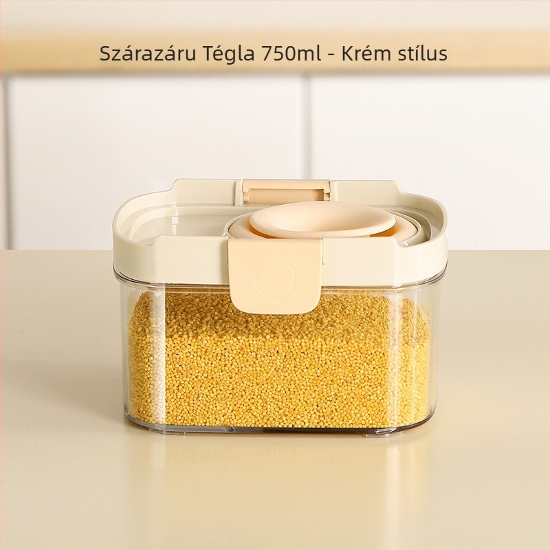 Élelmiszer-minőségű négyszögletes tárolóedény visszahúzható szilikon tömítéssel, kupak nélküli kialakítás, 800–1000 ml, mikrohullámú kompatibilis.