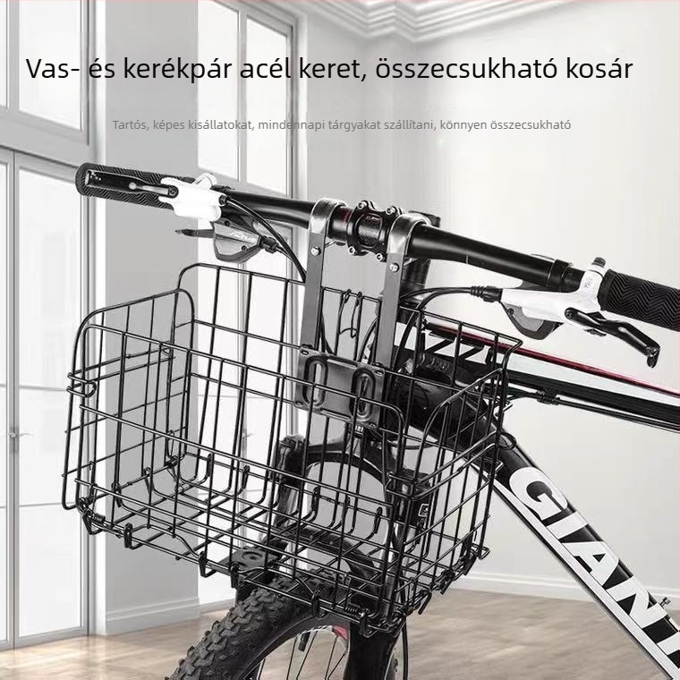 Kerékpárkosár, összecsukható kivitel, vas anyag, univerzális illeszkedés